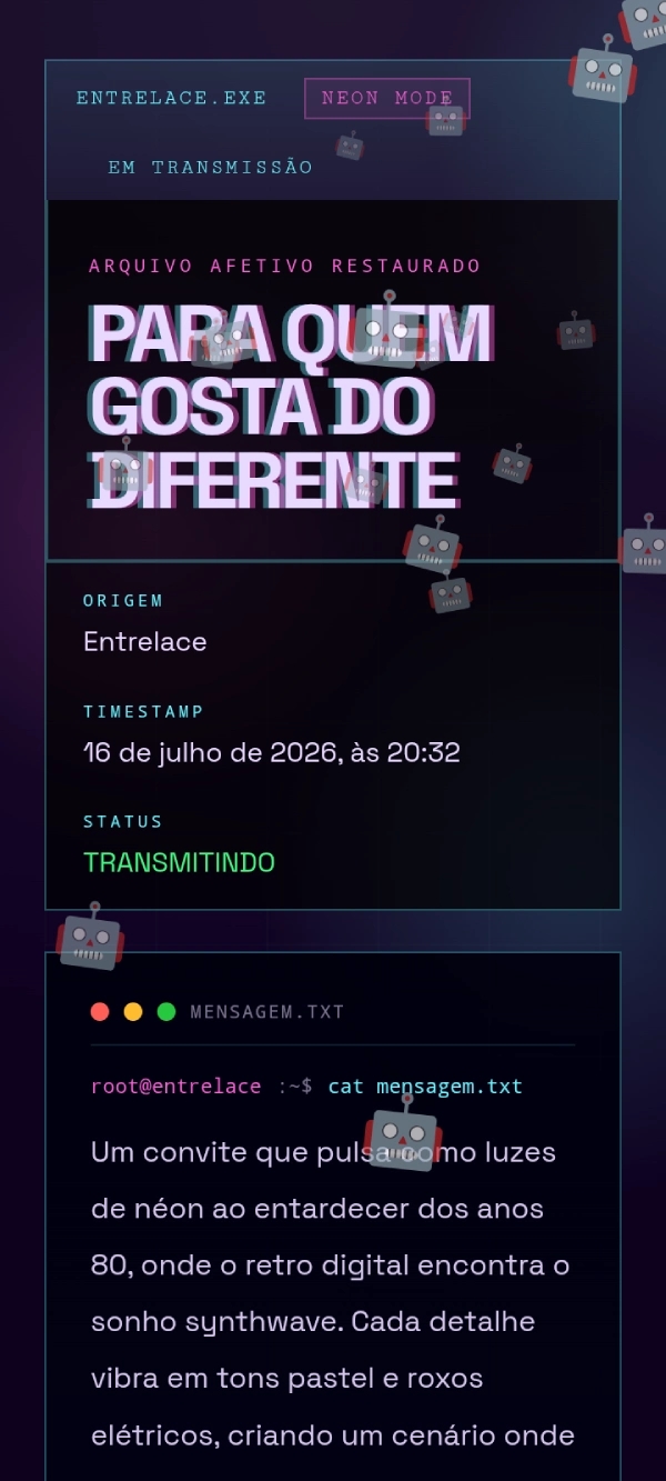Exemplo de Entrelace no layout Vaporwave